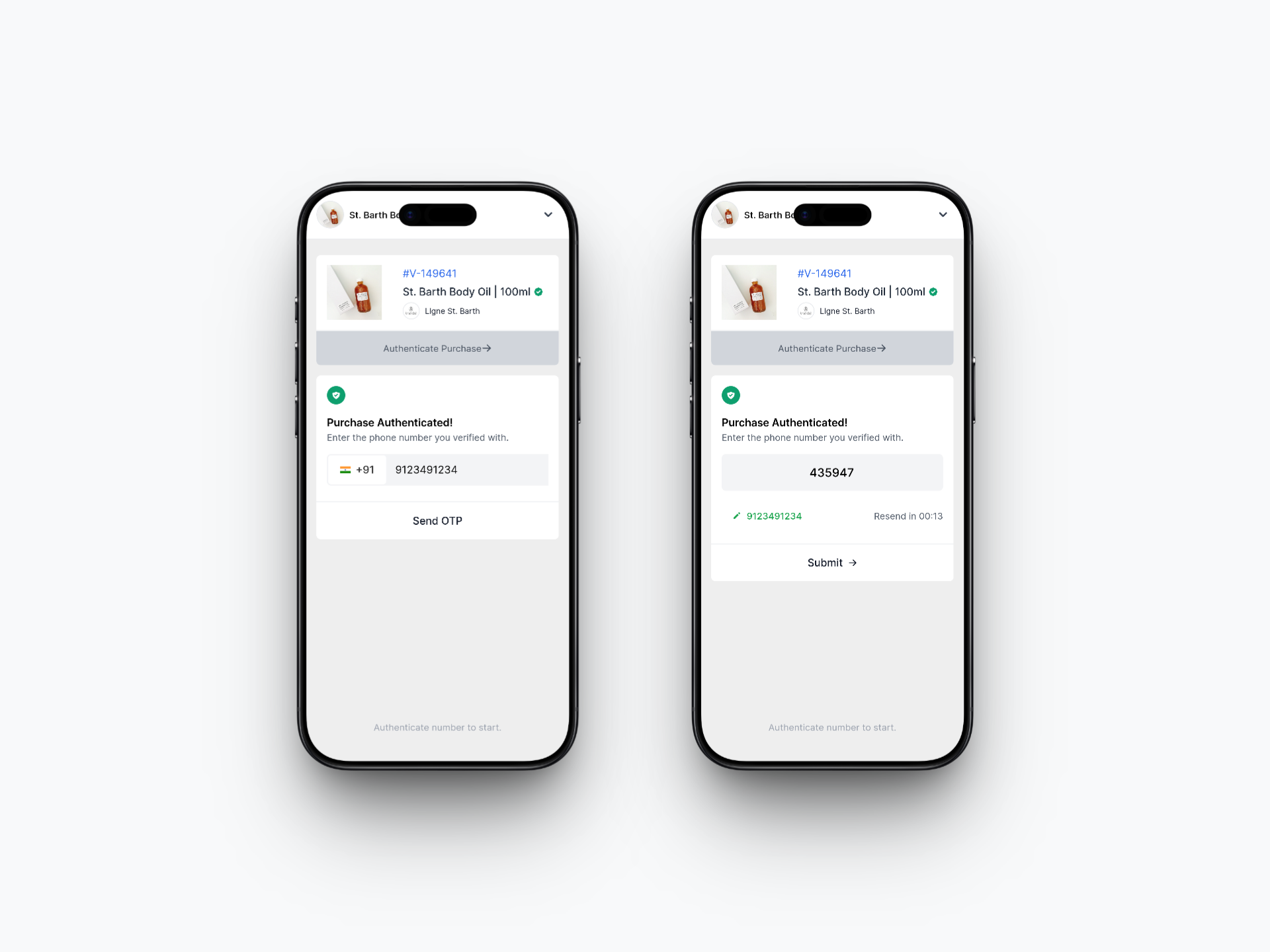 Authenticate your phone number using OTP